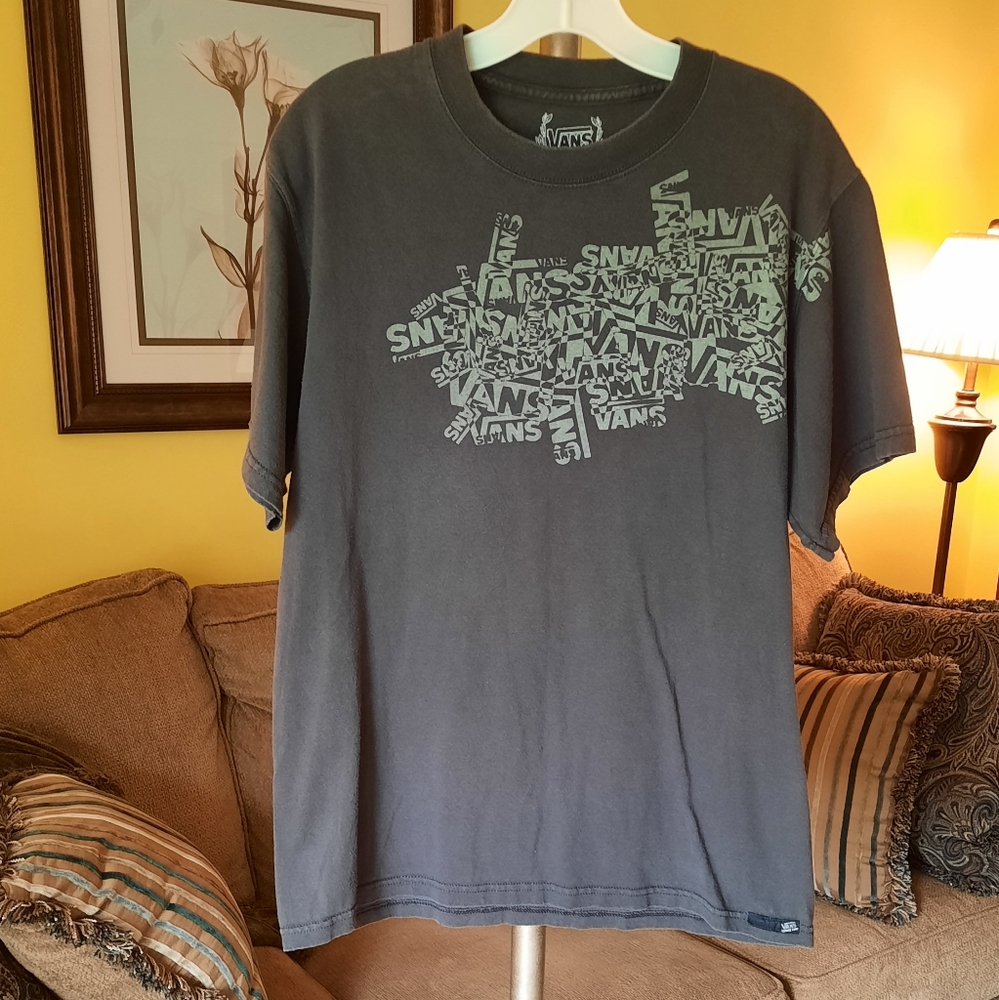 Men's Gray Vans Graphic Short Sleeve Tee S…